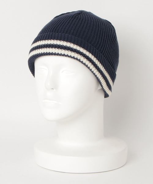 JABURO（ジャブロー）の「JABURO コットン&アクリル 2本ライン入りショートニットキャップ（ニットキャップ/ビーニー・メンズ・ホワイト系その他/ブラック系その他/グレー系その他/ブラウン系その他/ベージュ系その他/ブルー系その他/レッド系その他・FREE）」の16枚目の写真
