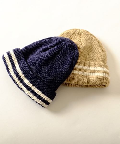 JABURO（ジャブロー）の「JABURO コットン&アクリル 2本ライン入りショートニットキャップ（ニットキャップ/ビーニー・メンズ・ホワイト系その他/ブラック系その他/グレー系その他/ブラウン系その他/ベージュ系その他/ブルー系その他/レッド系その他・FREE）」の19枚目の写真