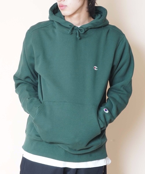 Champion(チャンピオン)の「【CHAMPION/チャンピオン】裏起毛プルオーバーパーカー C3-Q105 ワンポイント 刺繍 ユニセックス(パーカー・メンズ・ホワイト/ブラック/ダークグリーン/ネイビー/杢グレー/ブラウン・MEDIUM/X-LARGE/SMALL/LARGE/XX-LARGE)」の5枚目の写真