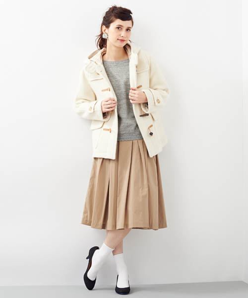 Another Edition（アナザーエディション）の「AE W-FACE SHORT DFL（ダッフルコート・レディース・オフホワイト/ブラック/ベージュ・MEDIUM/SMALL）」の14枚目の写真