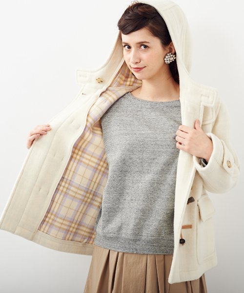 Another Edition（アナザーエディション）の「AE W-FACE SHORT DFL（ダッフルコート・レディース・オフホワイト/ブラック/ベージュ・MEDIUM/SMALL）」の8枚目の写真