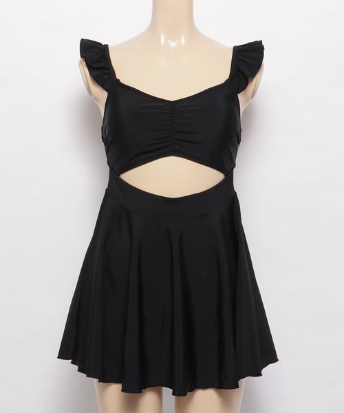 nala ブラック ワンピース水着 ２点セット セール】ショーツ付ワンピース水着 2点セット（水着）｜Lace