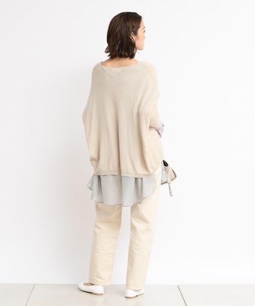 DouDou（ドゥドゥ）の「サイドスリットシアーシャツ（シャツ/ブラウス・レディース・ホワイト/モスグリーン・FREE）」の6枚目の写真