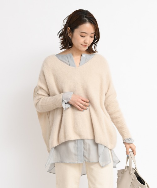 DouDou（ドゥドゥ）の「サイドスリットシアーシャツ（シャツ/ブラウス・レディース・ホワイト/モスグリーン・FREE）」の11枚目の写真