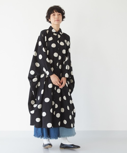 Fillil フィリル の ドットプリント ドルマンビッグシャツワンピース ワンピース Wear