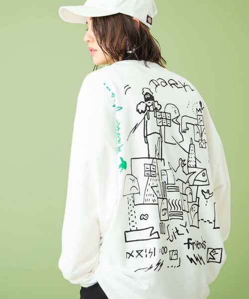 Mark Gonzales(マーク・ゴンザレス)の「Mark Gonzales/マークゴンザレス MONO-MART別注 背面プリント ビッグシルエット プルオーバースウェット(スウェット・メンズ・ホワイト系その他/ブラック系その他/ベージュ系その他/グリーン系その他/ホワイト系その他2/ホワイト系その他3/ブラック系その他2/ブラック系その他3/ベージュ系その他2/ベージュ系その他3/グリーン系その他2/グリーン系その他3・FREE)」の2枚目の写真