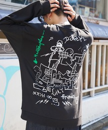 Mark Gonzales/マークゴンザレス MONO-MART別注 背面プリント ビッグシルエット プルオーバースウェット