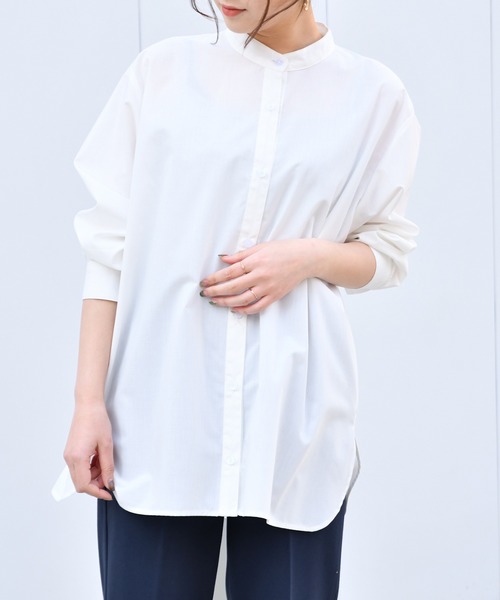 Ambre Neige（アンブルネージュ）の「バンドカラーシャツ／【WEB/EC限商品定商品】（シャツ/ブラウス・レディース・オフホワイト/グレー系その他・FREE）」の2枚目の写真