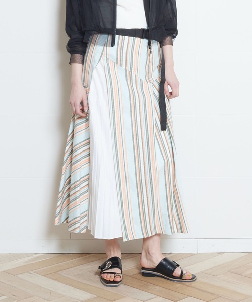 セール プリーツパーツ ストライプスカート スカート Aula Aila アウラアイラ のファッション通販 Zozotown