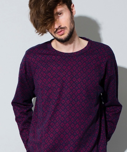 NO ID.（ノーアイディ）の「mlt2993-エスニックツイードＢＩＧロンＴ Tシャツ（Tシャツ/カットソー・メンズ・ホワイト/ベージュ/ネイビー/ブラック・ONE SIZE）」の4枚目の写真