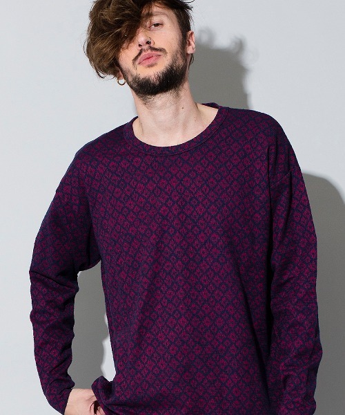 NO ID.（ノーアイディ）の「mlt2993-エスニックツイードＢＩＧロンＴ Tシャツ（Tシャツ/カットソー・メンズ・ホワイト/ベージュ/ネイビー/ブラック・ONE SIZE）」の5枚目の写真