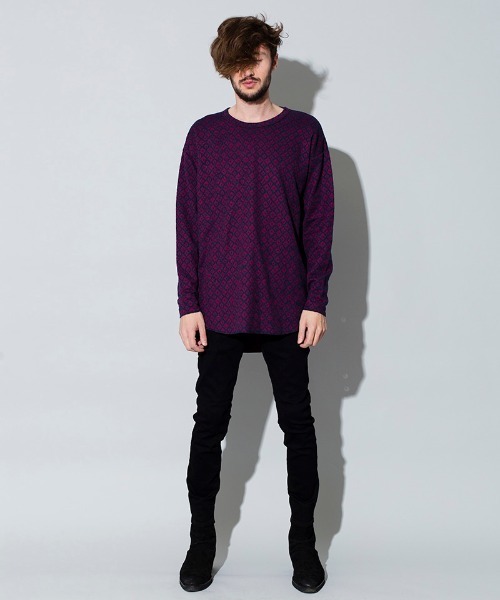 NO ID.（ノーアイディ）の「mlt2993-エスニックツイードＢＩＧロンＴ Tシャツ（Tシャツ/カットソー・メンズ・ホワイト/ベージュ/ネイビー/ブラック・ONE SIZE）」の11枚目の写真