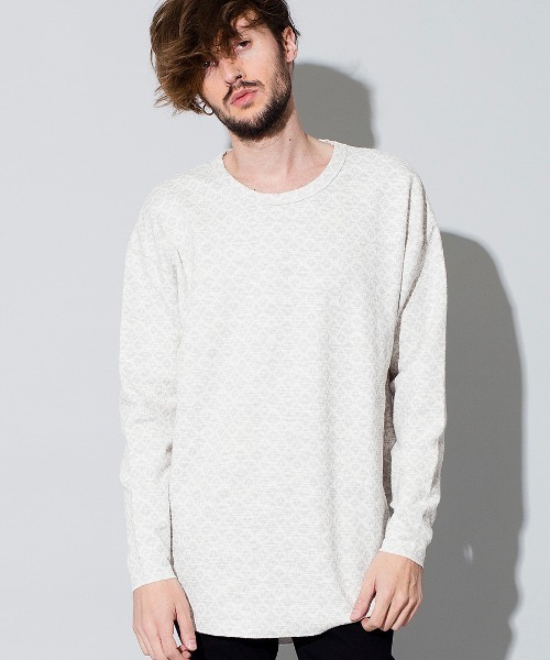NO ID.（ノーアイディ）の「mlt2993-エスニックツイードＢＩＧロンＴ Tシャツ（Tシャツ/カットソー・メンズ・ホワイト/ベージュ/ネイビー/ブラック・ONE SIZE）」の12枚目の写真