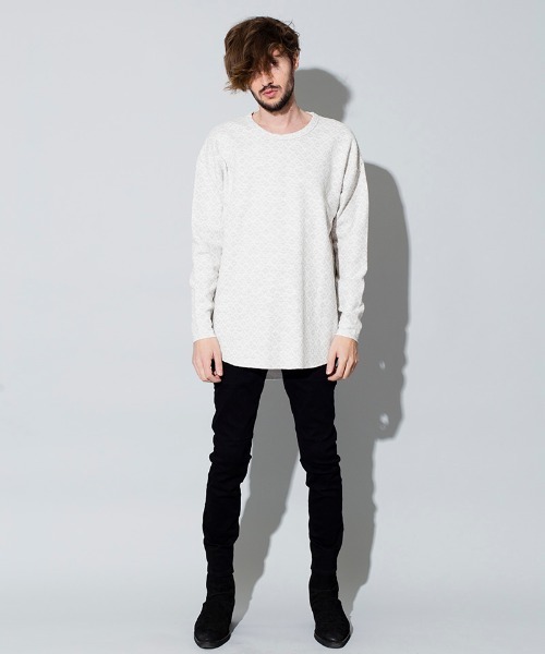 NO ID.（ノーアイディ）の「mlt2993-エスニックツイードＢＩＧロンＴ Tシャツ（Tシャツ/カットソー・メンズ・ホワイト/ベージュ/ネイビー/ブラック・ONE SIZE）」の13枚目の写真