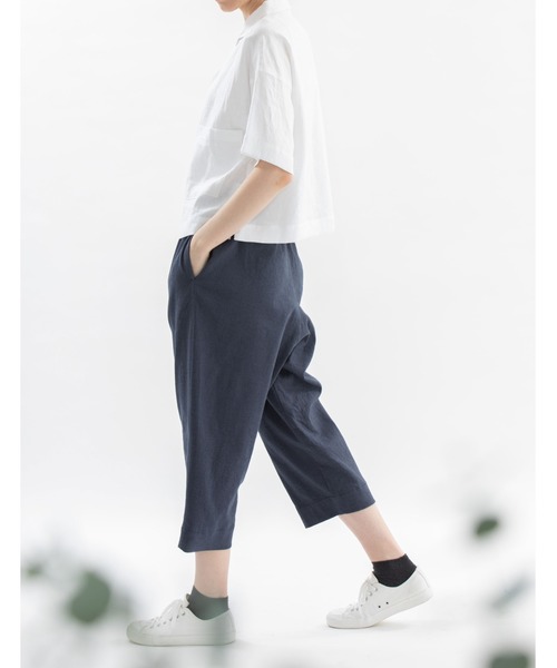 nop de nod(ノップドゥノッド)の「リネンオープンカラーシャツ(シャツ/ブラウス・レディース・オフホワイト/ブラック/モカ・3)」の6枚目の写真