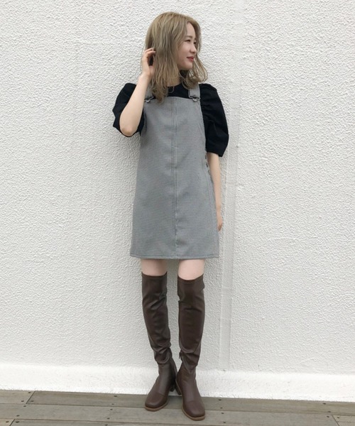 one after another NICE CLAUP（ワンアフターアナザーナイスクラップ）の「ミニジャンパースカート（ジャンパースカート・レディース・ブラック/ブラウン/インディゴブルー/アイボリー/チェック・FREE）」の14枚目の写真