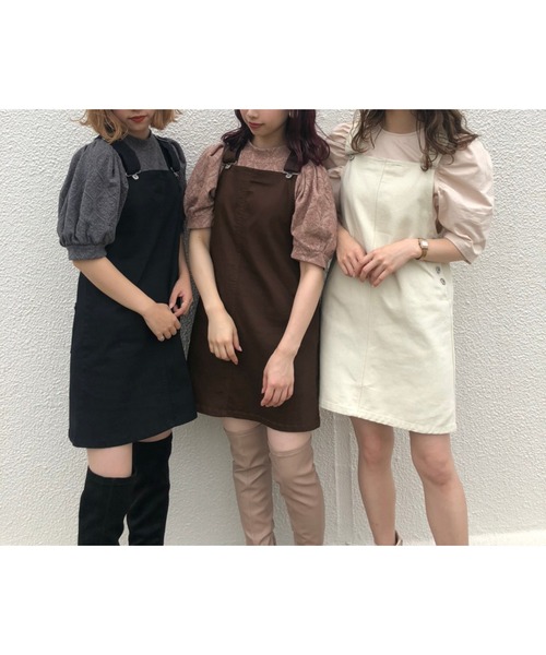 one after another NICE CLAUP（ワンアフターアナザーナイスクラップ）の「ミニジャンパースカート（ジャンパースカート・レディース・ブラック/ブラウン/インディゴブルー/アイボリー/チェック・FREE）」の12枚目の写真
