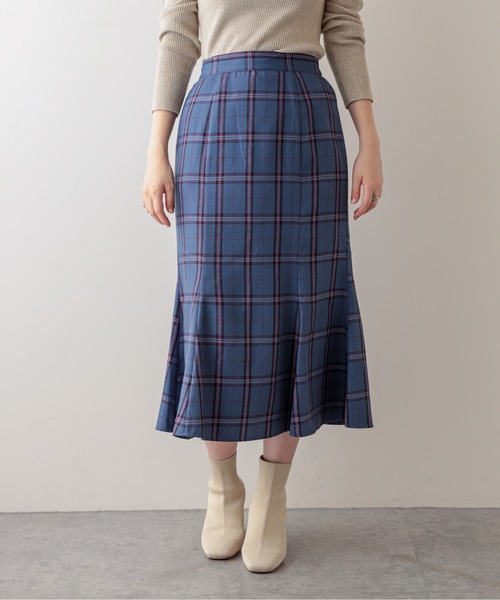 natural couture(ナチュラルクチュール)の「マーメイドチェックスカート(スカート・レディース・ベージュ/ブルー/キャメル・FREE)」の14枚目の写真