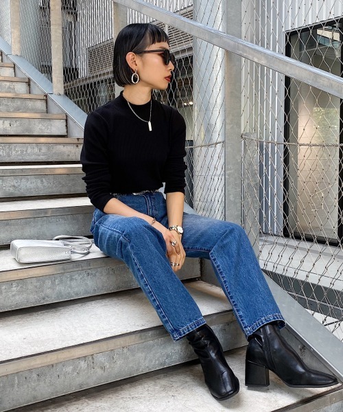 PAGEBOY（ページボーイ）の「リブハイネックロングスリーブ（Tシャツ/カットソー・レディース・ブラック/ダークブラウン/オフホワイト・FREE）」の8枚目の写真