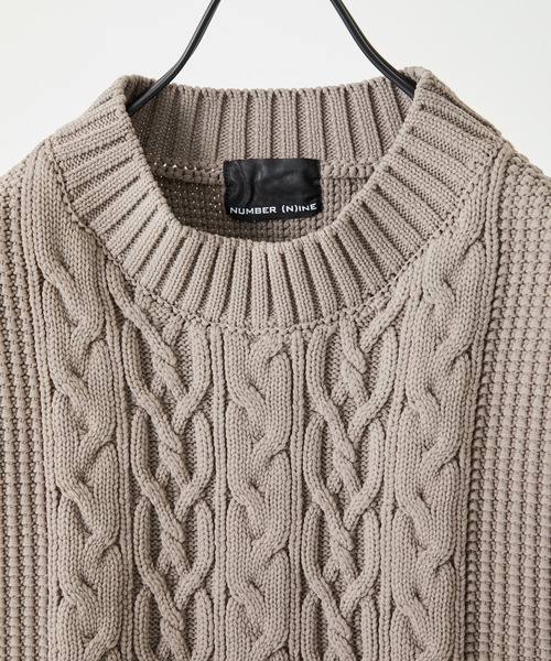 NUMBER (N)INEエアリースポンディッシュ/ ケーブルクルーネックニット