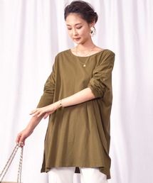 LEAD（リード）の「コットン100％シンプル長袖ゆったりカットソートップス（Tシャツ/カットソー）」