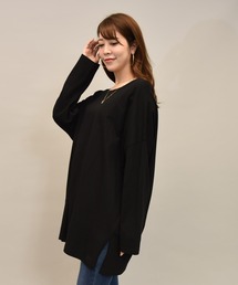 コットン100%シンプル長袖ゆったりカットソートップス