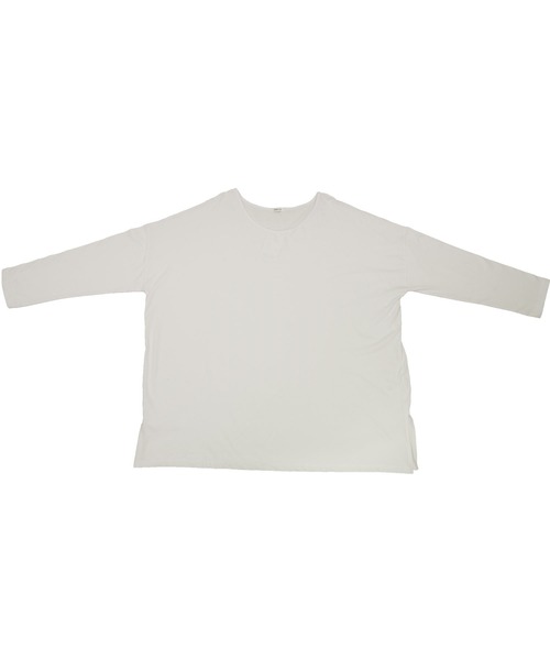 LEAD（リード）の「コットン100％シンプル長袖ゆったりカットソートップス（Tシャツ/カットソー・レディース・ブラック/ネイビー/オフホワイト/カーキ/キャメル/ライトアッシュグレー・FREE）」の19枚目の写真