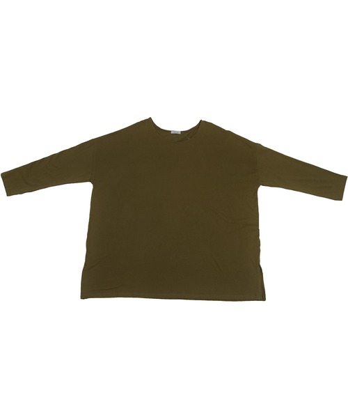 LEAD（リード）の「コットン100％シンプル長袖ゆったりカットソートップス（Tシャツ/カットソー・レディース・ブラック/ネイビー/オフホワイト/カーキ/キャメル/ライトアッシュグレー・FREE）」の22枚目の写真
