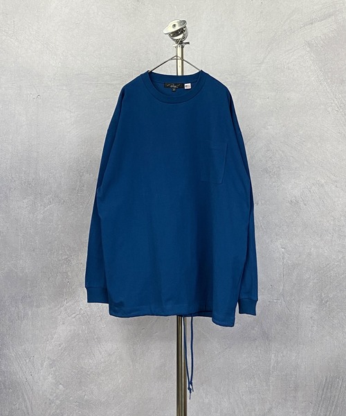 Beno(ビーノ)の「USAコットン ヘビー天竺 裾スピンドル ルーズシルエット ポケット ロングスリーブTEE(Tシャツ/カットソー・メンズ・オフホワイト/グレイッシュブルー/ブルーグリーン/サンドベージュ/ラベンダー/ブラック・FREE)」の5枚目の写真