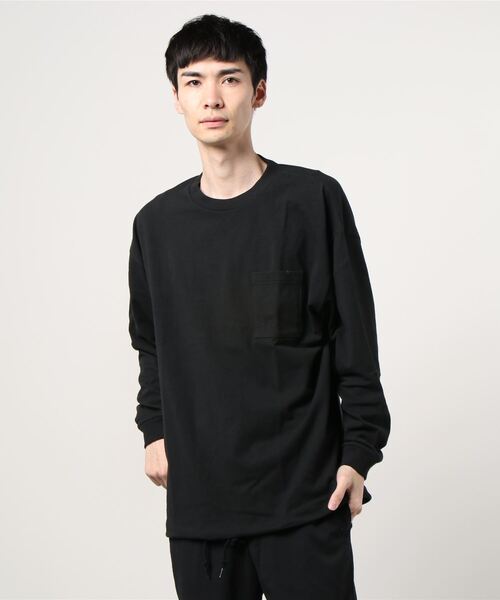 Beno(ビーノ)の「USAコットン ヘビー天竺 裾スピンドル ルーズシルエット ポケット ロングスリーブTEE(Tシャツ/カットソー・メンズ・オフホワイト/グレイッシュブルー/ブルーグリーン/サンドベージュ/ラベンダー/ブラック・FREE)」の11枚目の写真