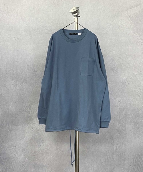 Beno(ビーノ)の「USAコットン ヘビー天竺 裾スピンドル ルーズシルエット ポケット ロングスリーブTEE(Tシャツ/カットソー・メンズ・オフホワイト/グレイッシュブルー/ブルーグリーン/サンドベージュ/ラベンダー/ブラック・FREE)」の19枚目の写真