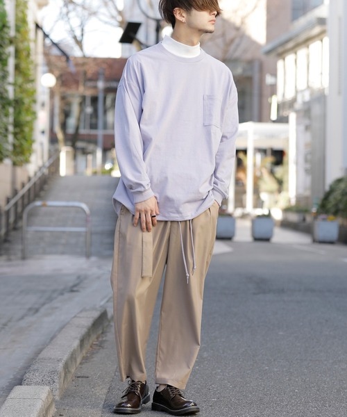 Beno(ビーノ)の「USAコットン ヘビー天竺 裾スピンドル ルーズシルエット ポケット ロングスリーブTEE(Tシャツ/カットソー・メンズ・オフホワイト/グレイッシュブルー/ブルーグリーン/サンドベージュ/ラベンダー/ブラック・FREE)」の20枚目の写真