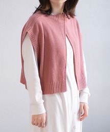 2WAY鹿の子編みスリットニットベスト