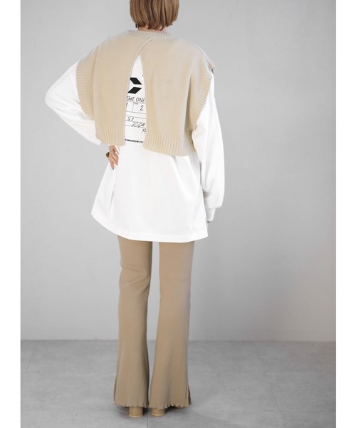 ANDJ(アンドジェイ)の「2WAY鹿の子編みスリットニットベスト(ベスト・レディース・ブラウン/ピンク/グリーン/モカ/ライトベージュ/グリーン系その他/ブラック・M)」の15枚目の写真