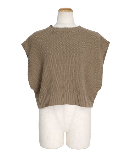 ANDJ(アンドジェイ)の「2WAY鹿の子編みスリットニットベスト(ベスト・レディース・ブラウン/ピンク/グリーン/モカ/ライトベージュ/グリーン系その他/ブラック・M)」の10枚目の写真