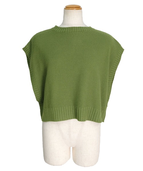 ANDJ(アンドジェイ)の「2WAY鹿の子編みスリットニットベスト(ベスト・レディース・ブラウン/ピンク/グリーン/モカ/ライトベージュ/グリーン系その他/ブラック・M)」の21枚目の写真