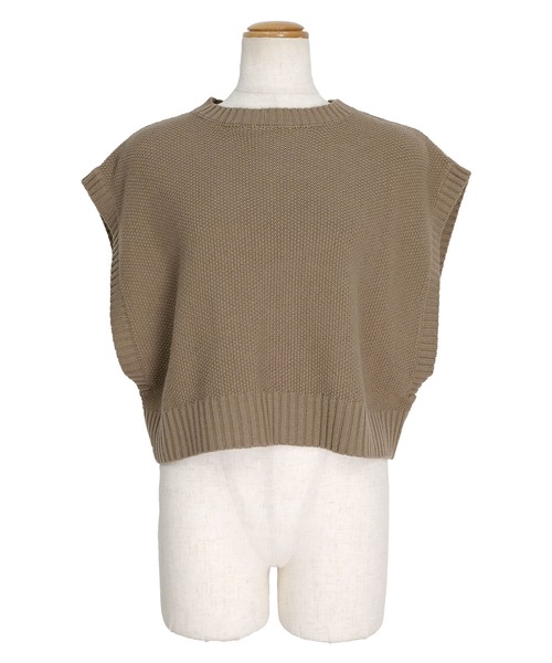 ANDJ(アンドジェイ)の「2WAY鹿の子編みスリットニットベスト(ベスト・レディース・ブラウン/ピンク/グリーン/モカ/ライトベージュ/グリーン系その他/ブラック・M)」の17枚目の写真