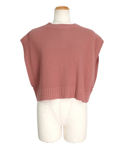 ANDJ(アンドジェイ)の「2WAY鹿の子編みスリットニットベスト(ベスト・レディース・ブラウン/ピンク/グリーン/モカ/ライトベージュ/グリーン系その他/ブラック・M)」の14枚目の写真