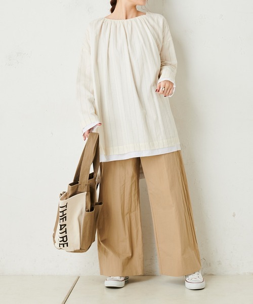 PUAL CE CIN(ピュアルセシン)の「コットンナイロンワイドパンツ(その他パンツ・レディース・ベージュ/カーキ・FREE)」の18枚目の写真