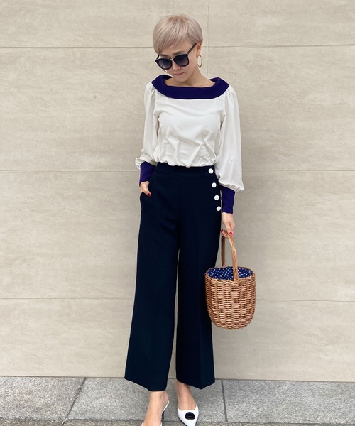 JENNE（ジェンヌ）の「ローカラーモダン配色ブラウス（シャツ/ブラウス・レディース・ネイビー/ホワイト・SMALL/MEDIUM/LARGE）」の11枚目の写真