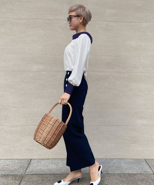 JENNE（ジェンヌ）の「ローカラーモダン配色ブラウス（シャツ/ブラウス・レディース・ネイビー/ホワイト・SMALL/MEDIUM/LARGE）」の15枚目の写真
