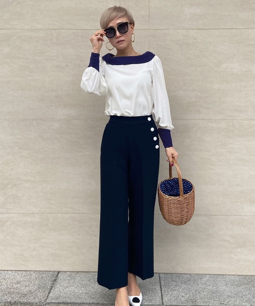 JENNE（ジェンヌ）の「ローカラーモダン配色ブラウス（シャツ/ブラウス・レディース・ネイビー/ホワイト・SMALL/MEDIUM/LARGE）」の16枚目の写真