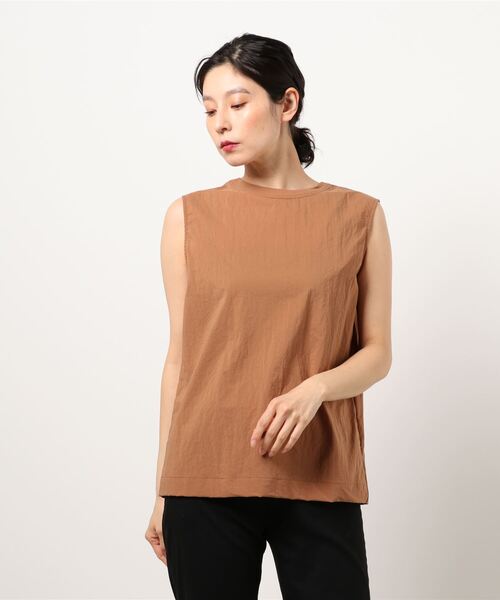 N.O.R.C by the line（ノークバイザライン）の「ナイロンストレッチノースリブラウス（シャツ/ブラウス・レディース・キャメル/ブラック/ホワイト/アイボリー/ライトグレー/ライトグリーン・L/S/M）」の6枚目の写真