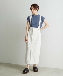 白顔料ワッシャーサスペンダースカート