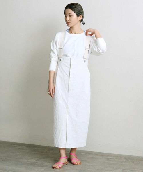 nitca（ニトカ）の「白顔料ワッシャーサスペンダースカート（スカート・レディース・ホワイト・FREE）」の6枚目の写真