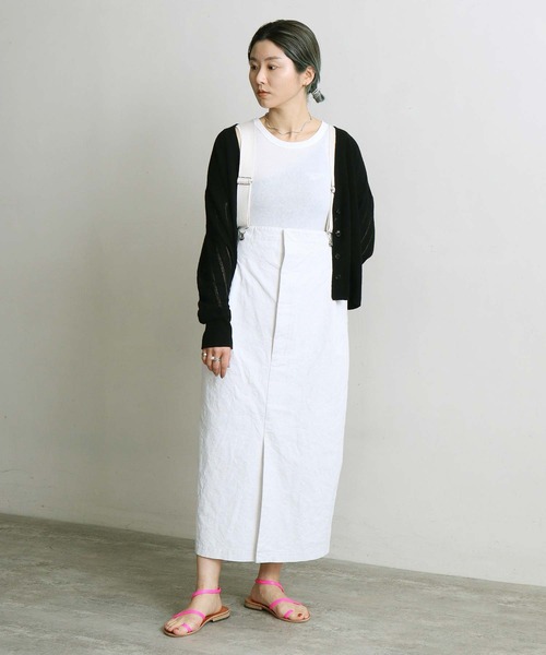 nitca（ニトカ）の「白顔料ワッシャーサスペンダースカート（スカート・レディース・ホワイト・FREE）」の4枚目の写真