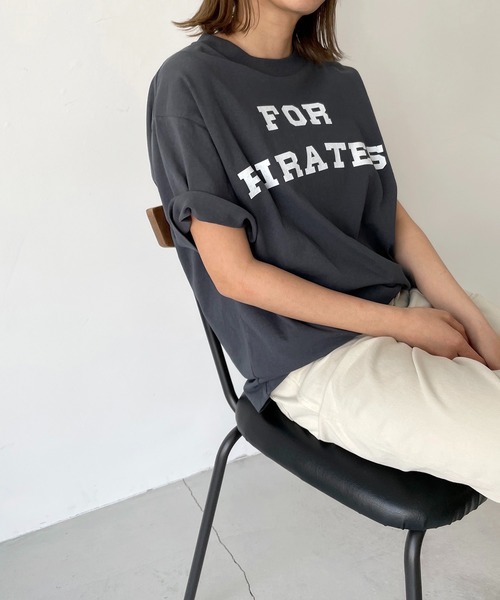 CANAL JEAN(キャナルジーン)の「via j(ヴィアジェイ) "FOR PIRATES"半袖Tシャツ(Tシャツ/カットソー・レディース・ホワイト/チャコールグレー/ベージュ/ネイビー・ONE SIZE)」の16枚目の写真