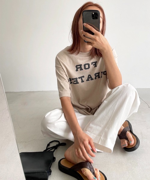 CANAL JEAN(キャナルジーン)の「via j(ヴィアジェイ) "FOR PIRATES"半袖Tシャツ(Tシャツ/カットソー・レディース・ホワイト/チャコールグレー/ベージュ/ネイビー・ONE SIZE)」の19枚目の写真