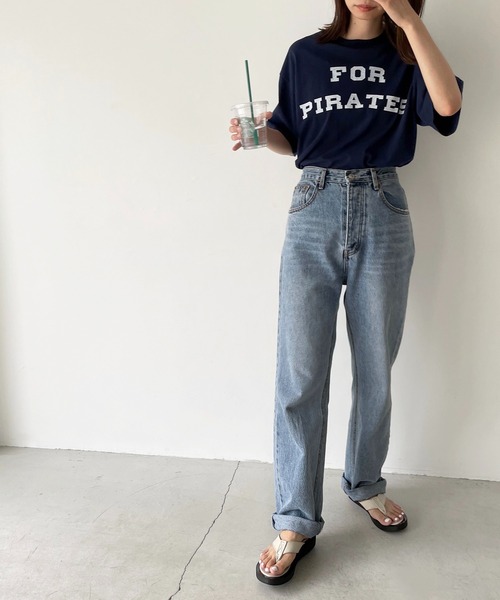 CANAL JEAN(キャナルジーン)の「via j(ヴィアジェイ) "FOR PIRATES"半袖Tシャツ(Tシャツ/カットソー・レディース・ホワイト/チャコールグレー/ベージュ/ネイビー・ONE SIZE)」の21枚目の写真