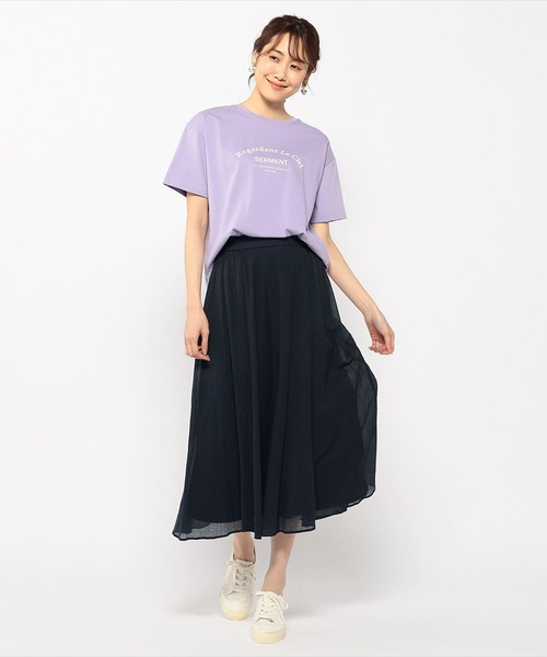 Petit Honfleur(プチオンフルール)の「配色ロゴプリントTシャツ(Tシャツ/カットソー・レディース・ブラック/ホワイト/モカ/ラベンダー・L/M)」の12枚目の写真